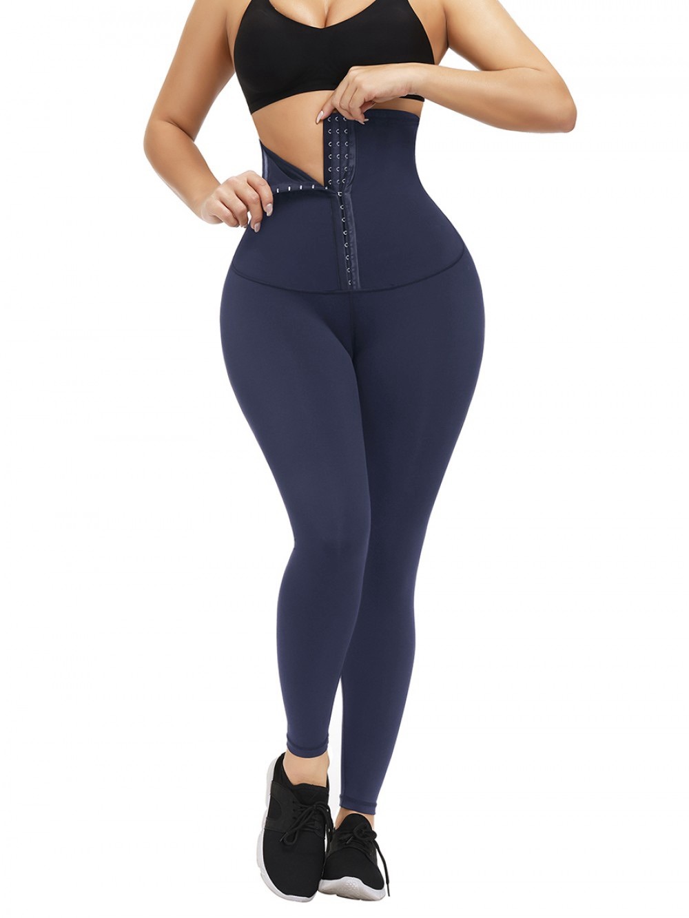 High-Waist Navy Compression Leggings with Waist Trainer